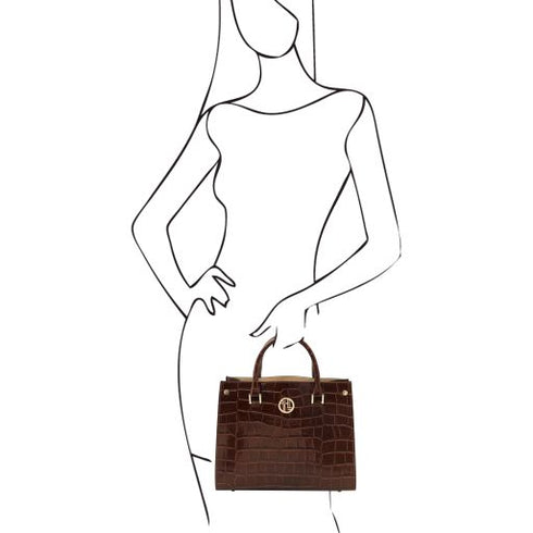 Croque - Croc print leather handbag